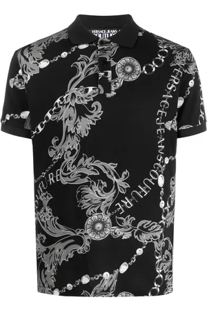 VERSACE Baroque-pattern print polo shirt