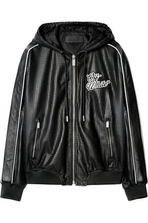 OFF-WHITE Logo-appliqué leather jacket
