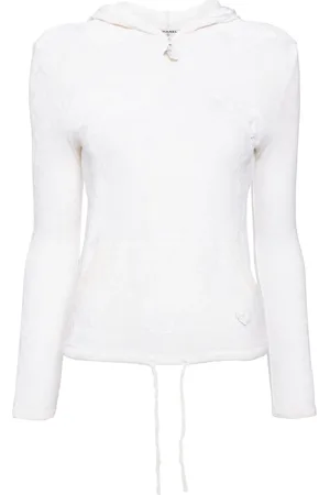 CHANEL 2004 Camellia-appliqué velvet hoodie