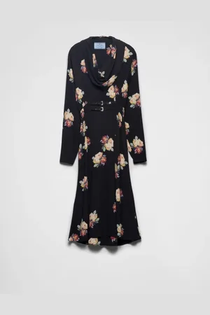 Prada Floral-print sablé midi dress