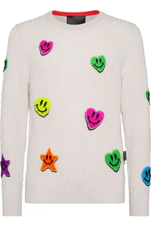 Philipp Plein Appliqué cable-knit jumper