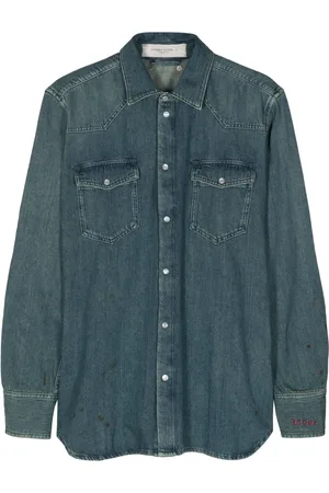 Golden Goose Axel star-appliqué denim shirt