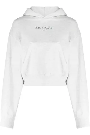 Sporty & Rich Slogan-print mélange-effect hoodie