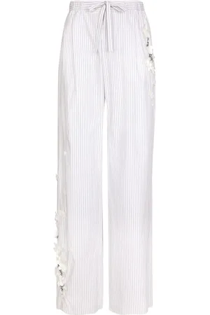 Dolce & Gabbana Floral-appliqué cotton trousers