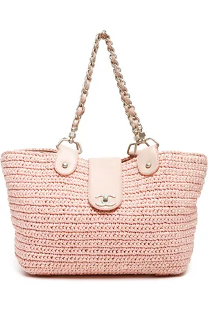 CHANEL 2005 CC straw tote bag