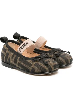 Fendi Bow-detail FF-jacquard ballerina shoes