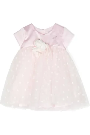 MONNALISA Floral-appliqué tulle dress