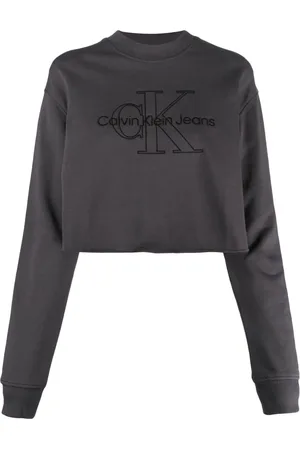 Calvin Klein Monogram-embroidered cropped sweatshirt