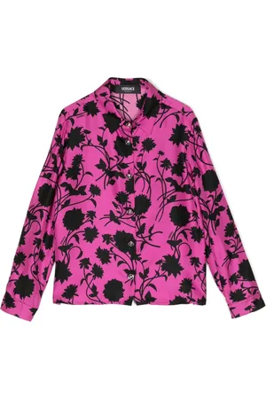 VERSACE Floral-print silk shirt