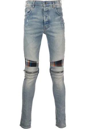 AMIRI Mid-rise contrasting-panel skinny jeans
