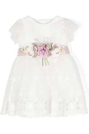 SIOLA Floral-appliqué tulle dress