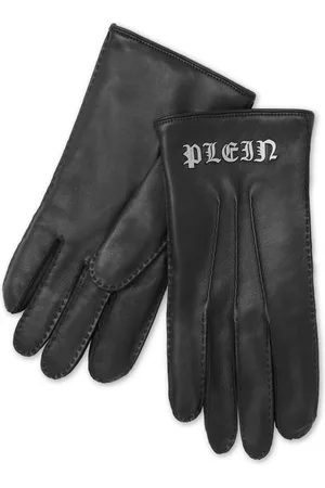 Philipp Plein Appliqué-logo leather gloves