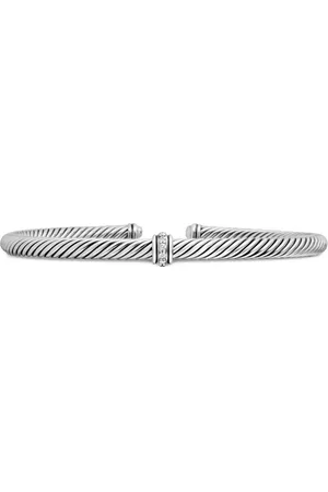 David Yurman Sterling Classic Cable Station diamond bracelet (4mm)