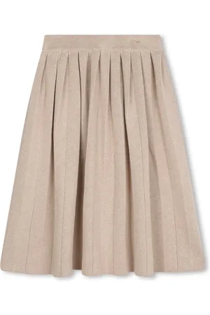 Chloé Pleated organic cotton-wool blend skirt