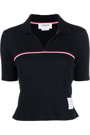 Thom Browne RWB-stripe short-sleeved pólo shirt