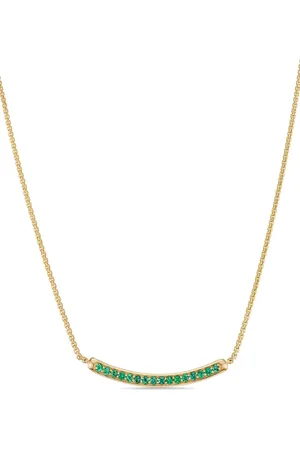 David Yurman 18kt yellow Petite Pavé Bar emerald necklace (1.25mm)
