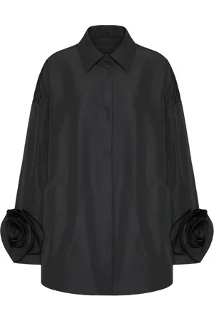 VALENTINO GARAVANI Floral-appliqué shirt dress