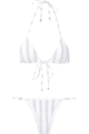 AMIR SLAMA Stripe-print triangle bikini set