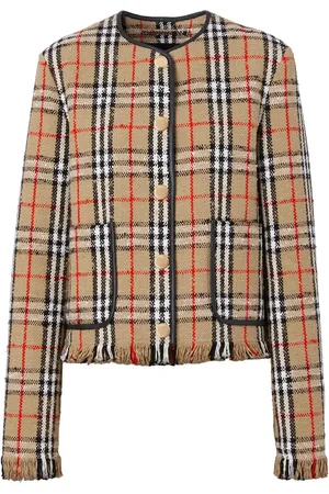 Burberry Vintage-Check Bouclé collarless jacket