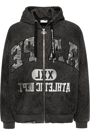 A Bathing Ape Patterned logo zip-up hoodie