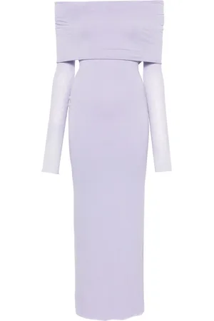 MANURI Off-shoulder fine-knit dress