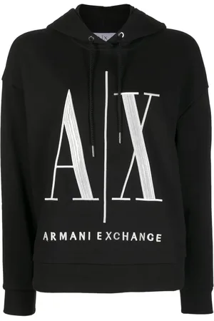 Armani Exchange Logo-embroidered rib-trimmed hoodie