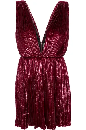Saint Laurent Lam??-effect pleated minidress