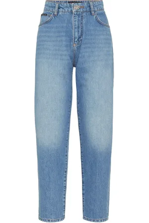 Philipp Plein Logo-appliqué high-rise tapered jeans
