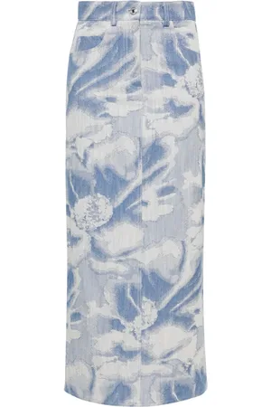 Msgm Pattern-jacquard denim maxi skirt