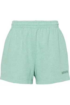 ROTATE Logo-embroidered mélange shorts