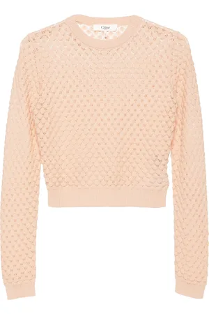 Chloé Cropped pointelle-knit jumper