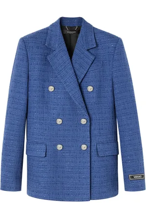 VERSACE Metallic-threading double-breasted blazer