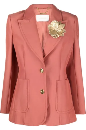 ZIMMERMANN Floral-appliqué single-breasted blazer