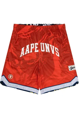 A Bathing Ape Mix-print reversible track shorts