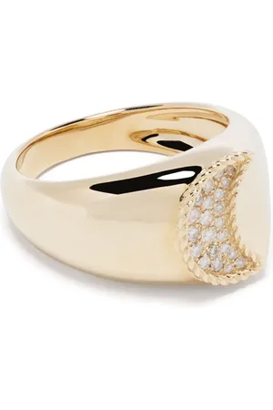 YVONNE LÉON 9kt yellow Chevalière Lune diamond signet ring