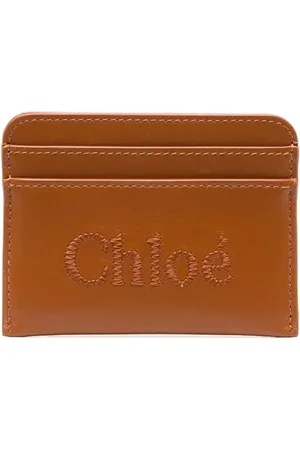 Chloé Embroidered-logo leather cardholder