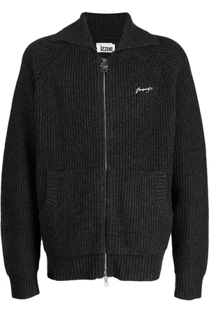 Izzue Appliqu??-lettering ribbed-knit cardigan