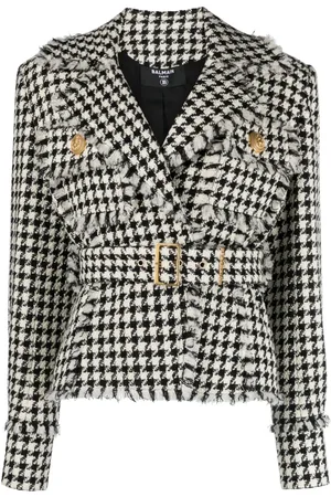 Balmain Houndstooth tweed belted jacket