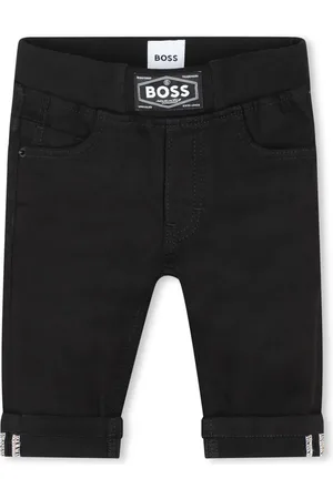 HUGO BOSS Logo-appliqué turn-up jeans