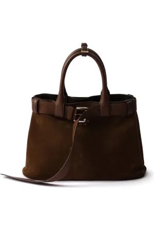 Prada Medium Buckle belt-detail suede bag