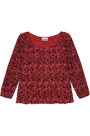 Ganni Pleated georgette blouse