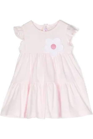 Il gufo Flower appliqué flared dress