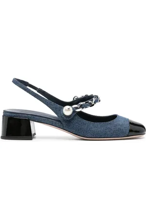 Miu Miu 37mm denim slingback pumps