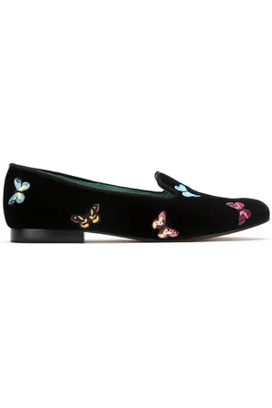Blue Bird Velvet Borboleta loafers