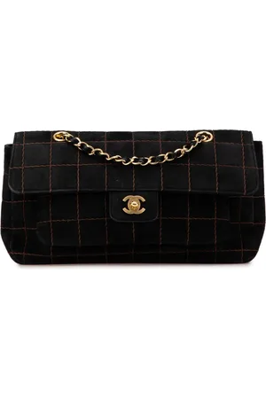 CHANEL 2002-2003 Choco Bar Suede Stitched Chain Flap shoulder bag