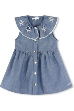 Chloé Star-embroidered chambray dress