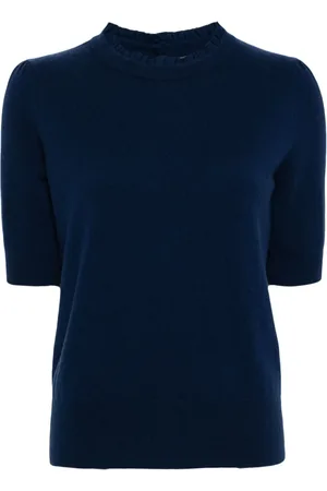 N.PEAL Ruffle-trim cashmere top