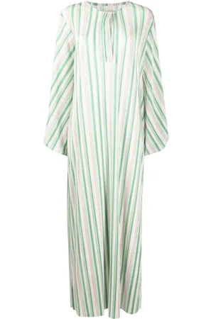 Bambah Striped plissé kaftan dress