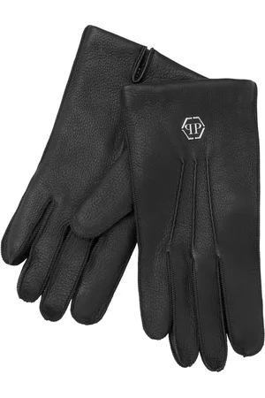 Philipp Plein Appliqué-logo leather gloves