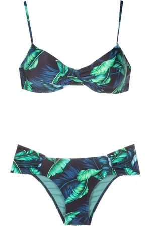 Lygia & Nanny Vitória twisted leaf-print bikini